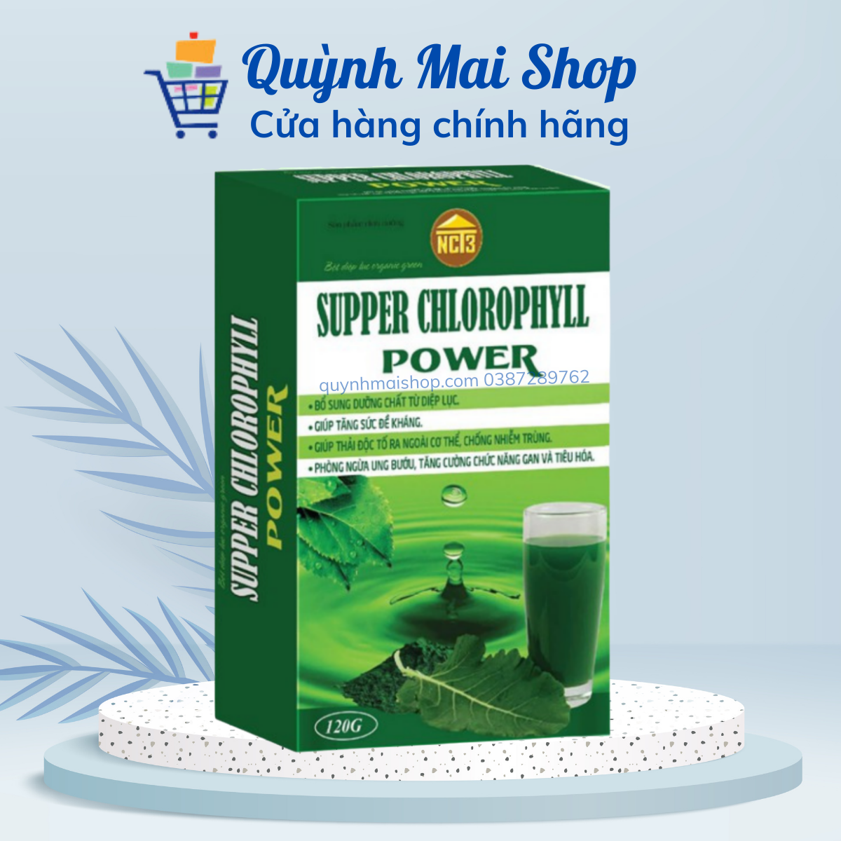 Bột diệp lục Organic Green Supper Chlorophyll Power (Hộp 120g) - Chính hãng NCT3