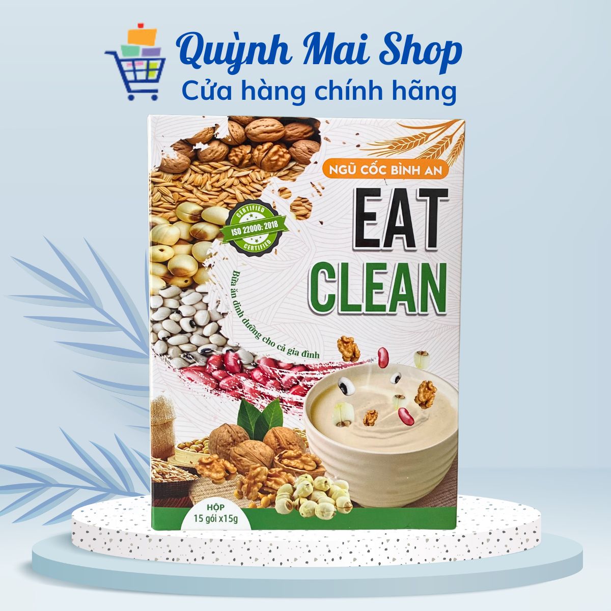 Bột ngũ cốc dinh dưỡng Bình An Eat Clean, bữa ăn dinh dưỡng cho cả gia đình - Hộp 15 gói x 15g