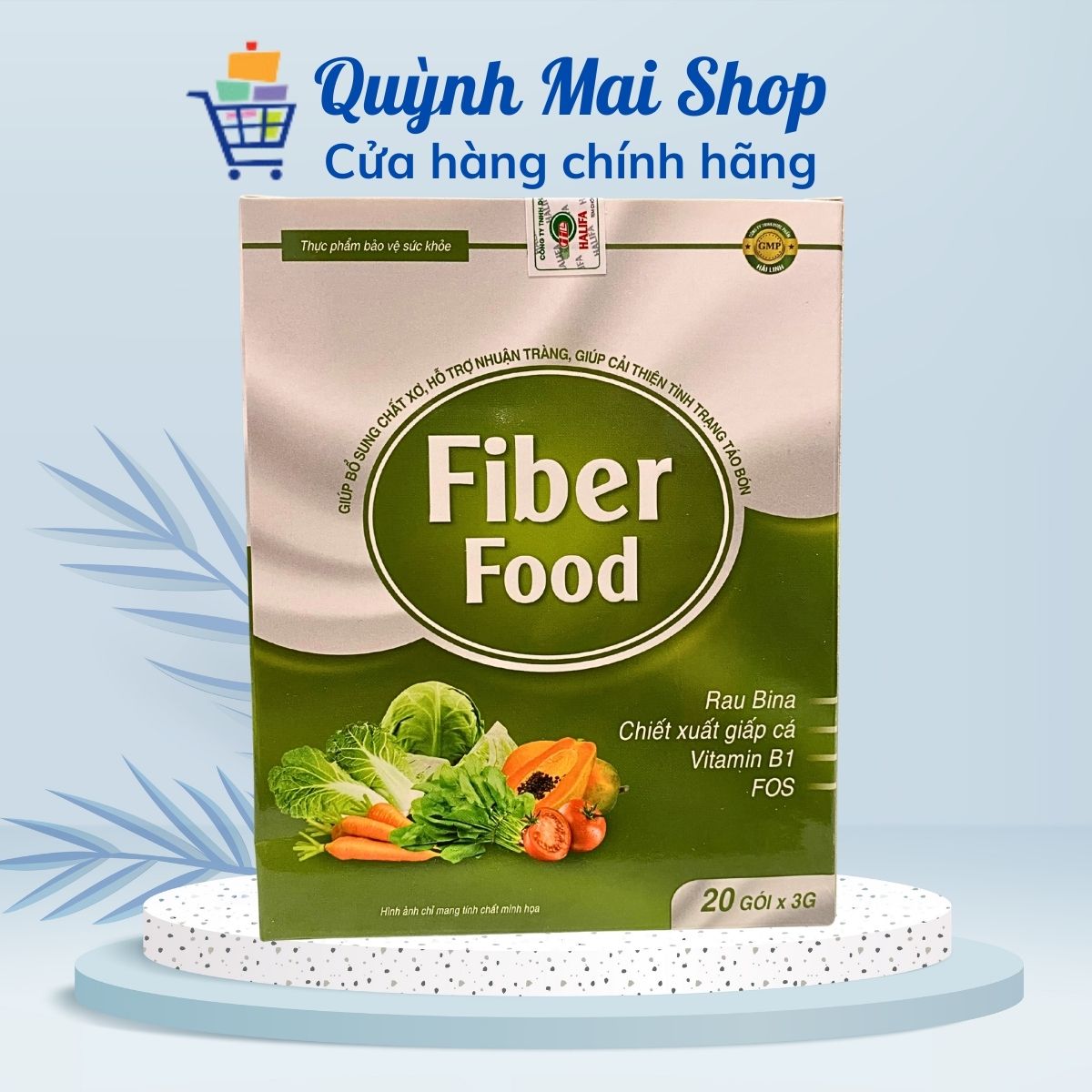 Chất xơ hòa tan Fiber Food, hỗ trợ nhuận tràng, bổ sung chất xơ, giảm táo bón - Hộp 20 gói x 3 gam