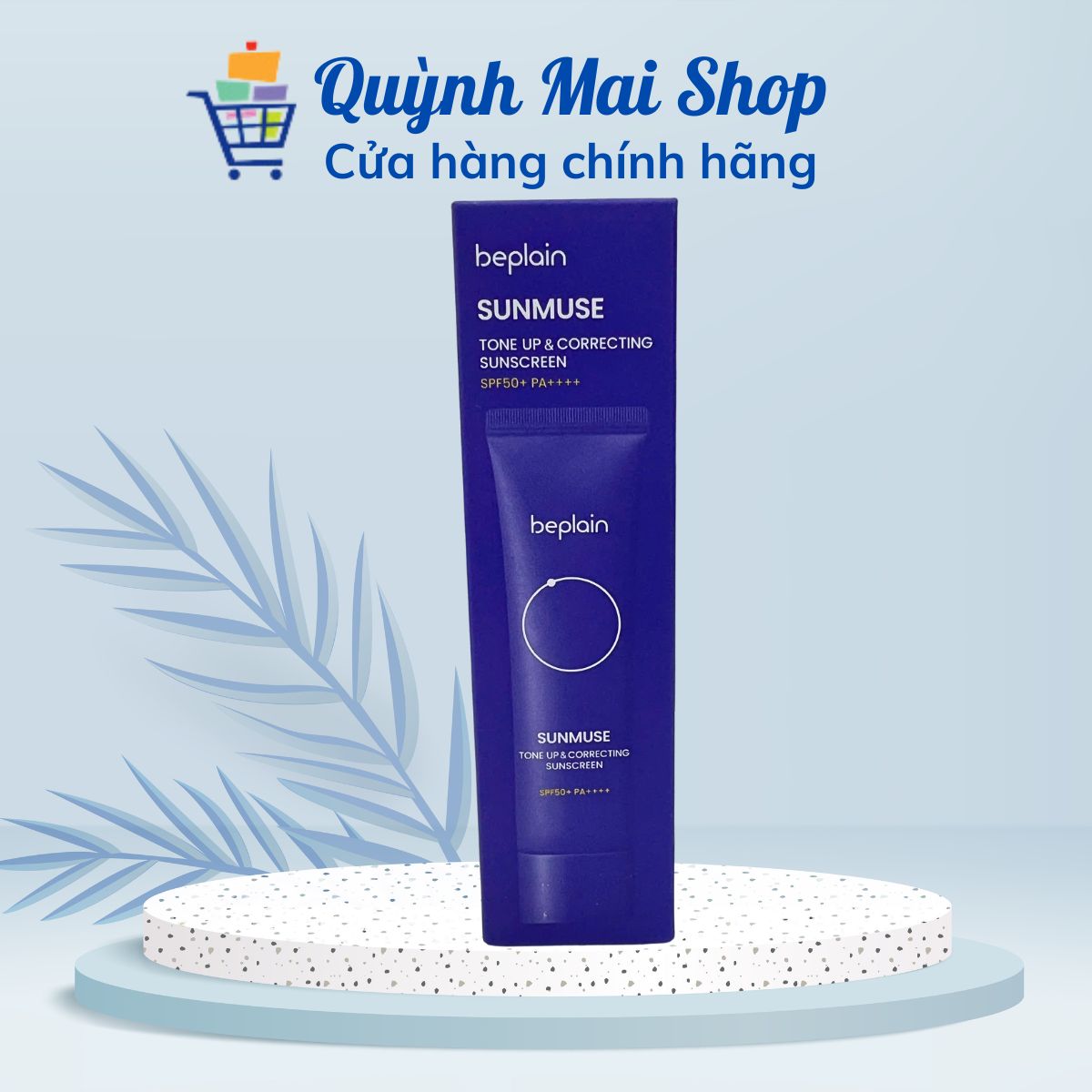 Kem chống nắng nâng tông Beplain Sunmuse Tone Up & Correcting Sunscreen (màu tím đậm) cho da khô, hỗn hợp thiên khô SPF50+ 50ml