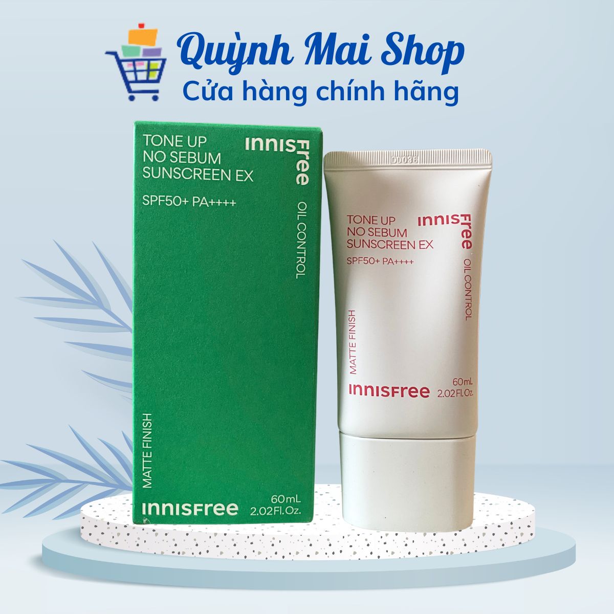 Kem chống nắng nâng tông kiềm dầu Innisfree Tone Up No Sebum EX SPF 50+ PA++++ - Hộp 60 ml