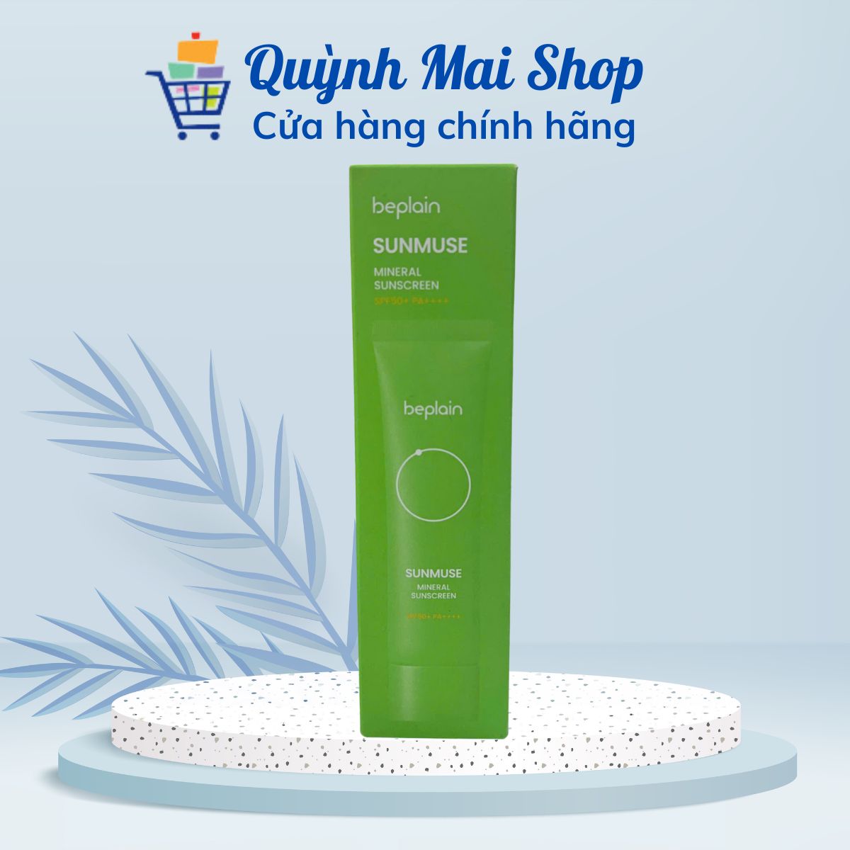 Kem Chống Nắng nâng tông, kiểm soát dầu nhờn Beplain Sunmuse Mineral Sunscreen SPF50+ PA++++ (Xanh lá) cho da dầu mụn SPF50+ PA++++ 50ml