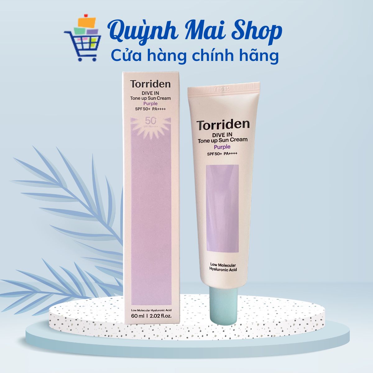 Kem chống nắng tím nâng tông hiệu chỉnh màu da Torriden Dive In Tone Up Sun Cream Purple SPF50+ PA++++ 60ml