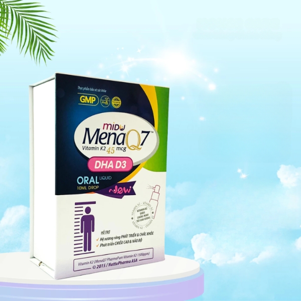 MIDU MENAQ7 DHA D3, hỗ trợ phát triển chiều cao, thị lực và não bộ, hỗ trợ phòng còi xương ở trẻ
