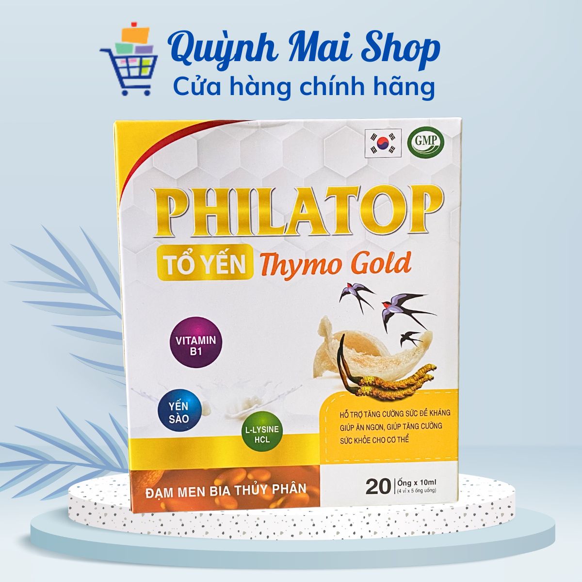 Philatop Tổ Yến sào Thymo Gold hỗ trợ nâng cao sức đề kháng, giúp cơ thể khỏe mạnh, tăng cường tiêu hóa, ăn ngon - Hộp 20 ống x 10ml