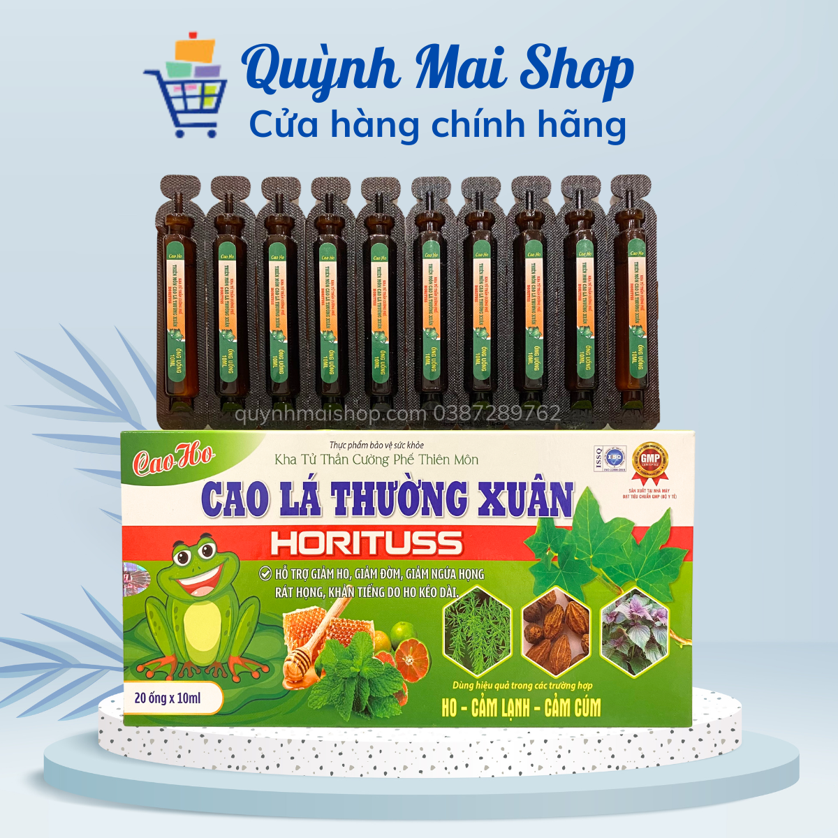 Siro ho Cao Lá Thường Xuân Horituss giúp giảm ho, giảm đờm, giảm đau rát cổ họng, khản tiếng do ho kéo dài - 20 ống x 10ml