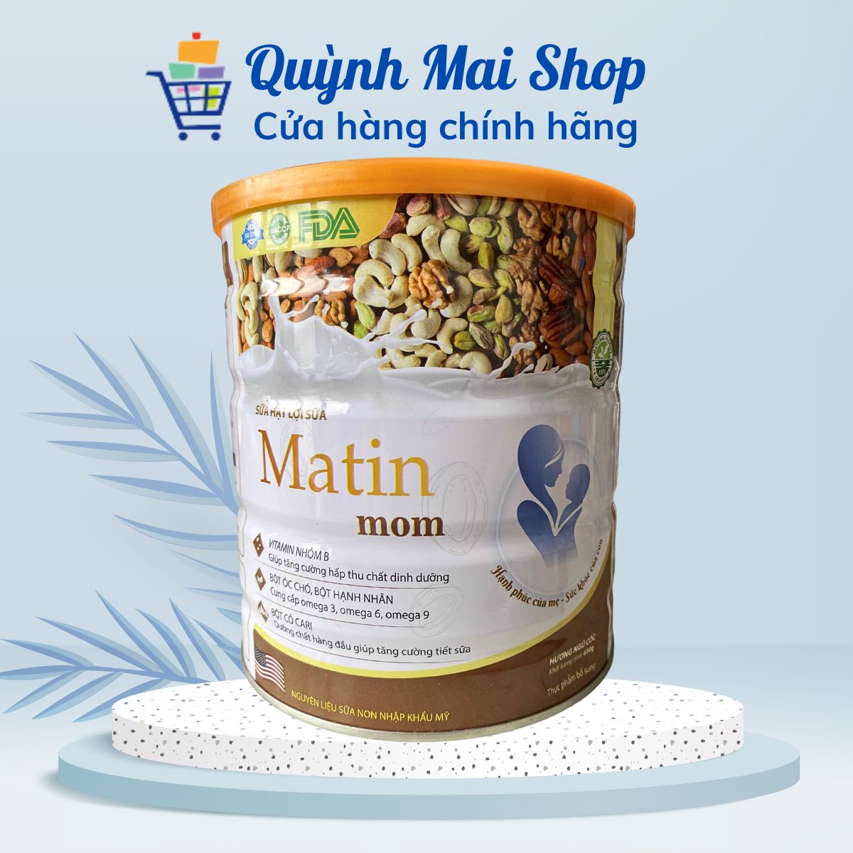 Sữa hạt lợi sữa Matin Mom hương ngũ cốc giúp tăng cường hấp thu chất dinh dưỡng, tăng sức đề kháng, lợi sữa - Hộp 650g