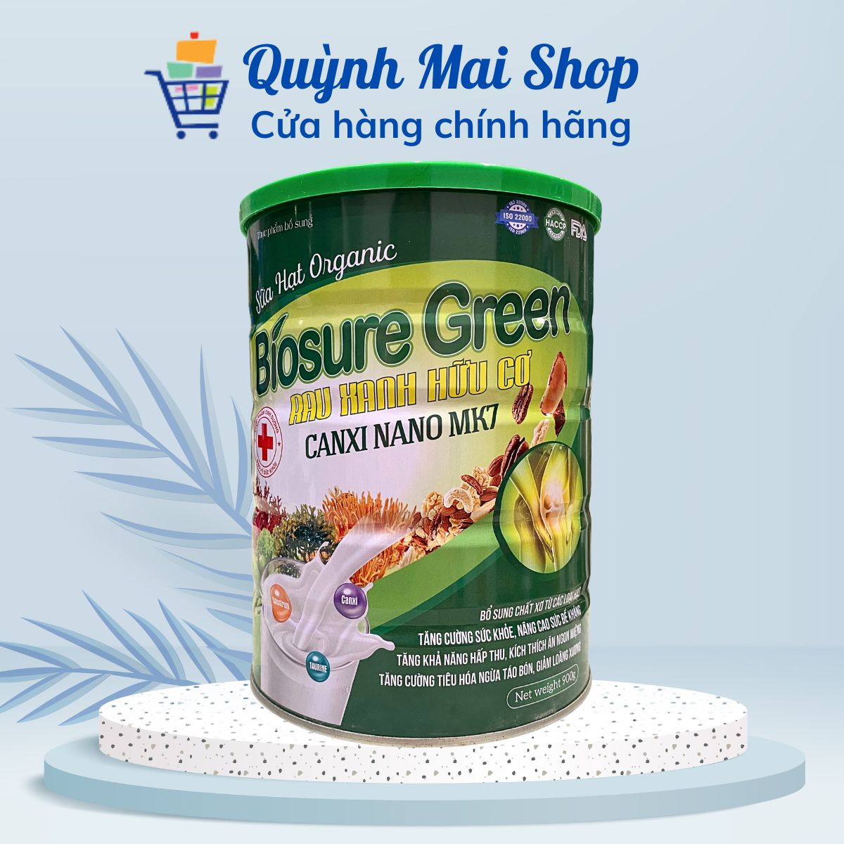 Sữa hạt Organic Biosure Green hữu cơ bổ sung chất xơ, tăng cường sức khỏe, ngừa táo bón, giảm loãng xương - Hộp 900g