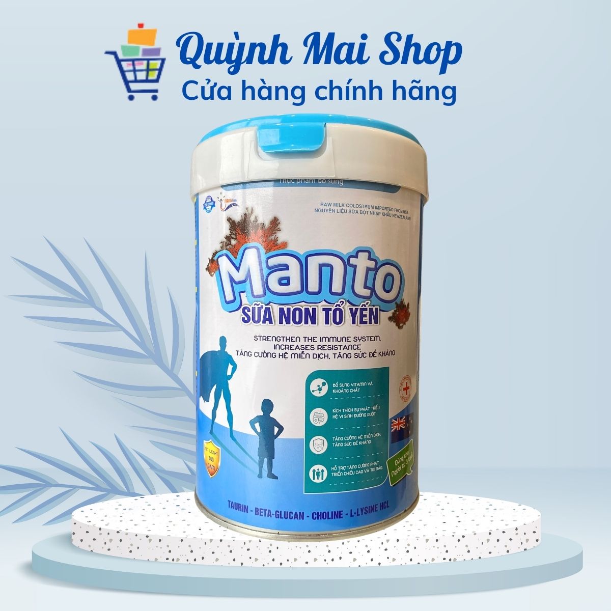 Sữa Manto Sữa non Tổ yến tăng cường hệ miễn dịch, tăng sức đề kháng, hỗ trợ phát triển chiều cao, trí não - Hộp 800g