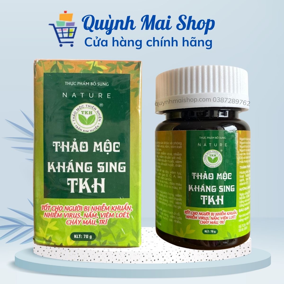 Viên uống Thảo mộc Kháng sinh TKH tốt cho người bị nhiễm khuẩn, nhiễm virus, nấm, viêm loét, chảy máu, trĩ - Hộp 70g