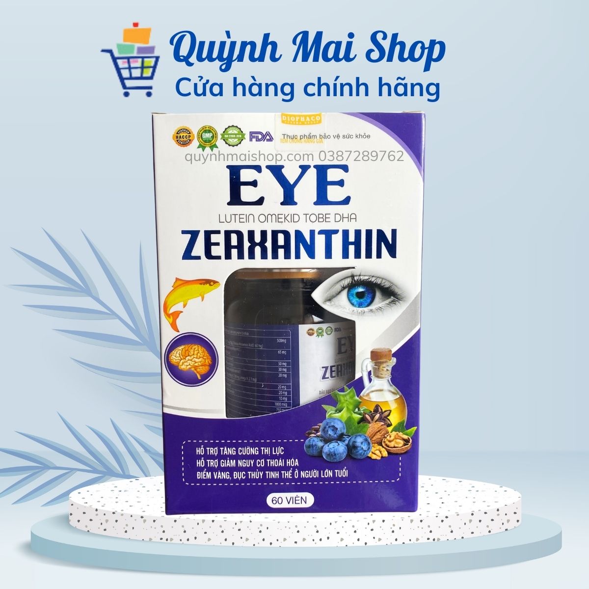 Viên bổ mắt EYE LUTEIN OMEKID TOBE DHA ZEAXANTHIN - Hộp 60 viên hỗ trợ tăng cường thị lực, giảm nguy cơ thoái hóa điểm vàng, đục thủy tinh thể ở người lớn tuổi