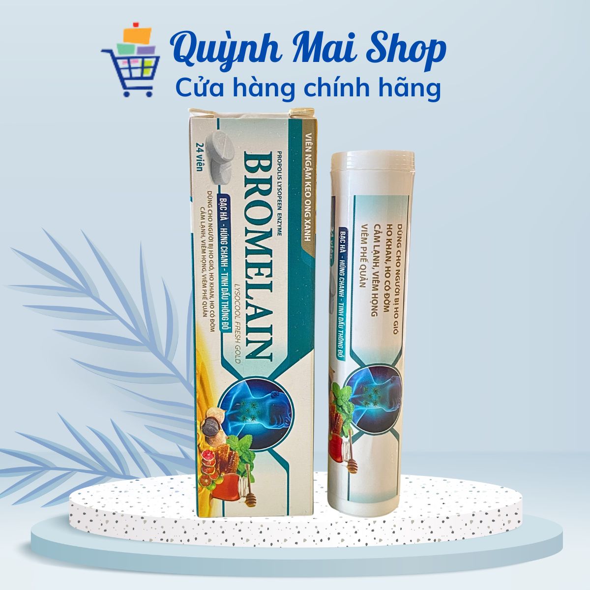 Viên ngậm Keo ong xanh chữa ho, đờm, viêm họng, đau họng, ngứa rát họng bạc hà, húng chanh, tinh dầu thông đỏ - 24 viên