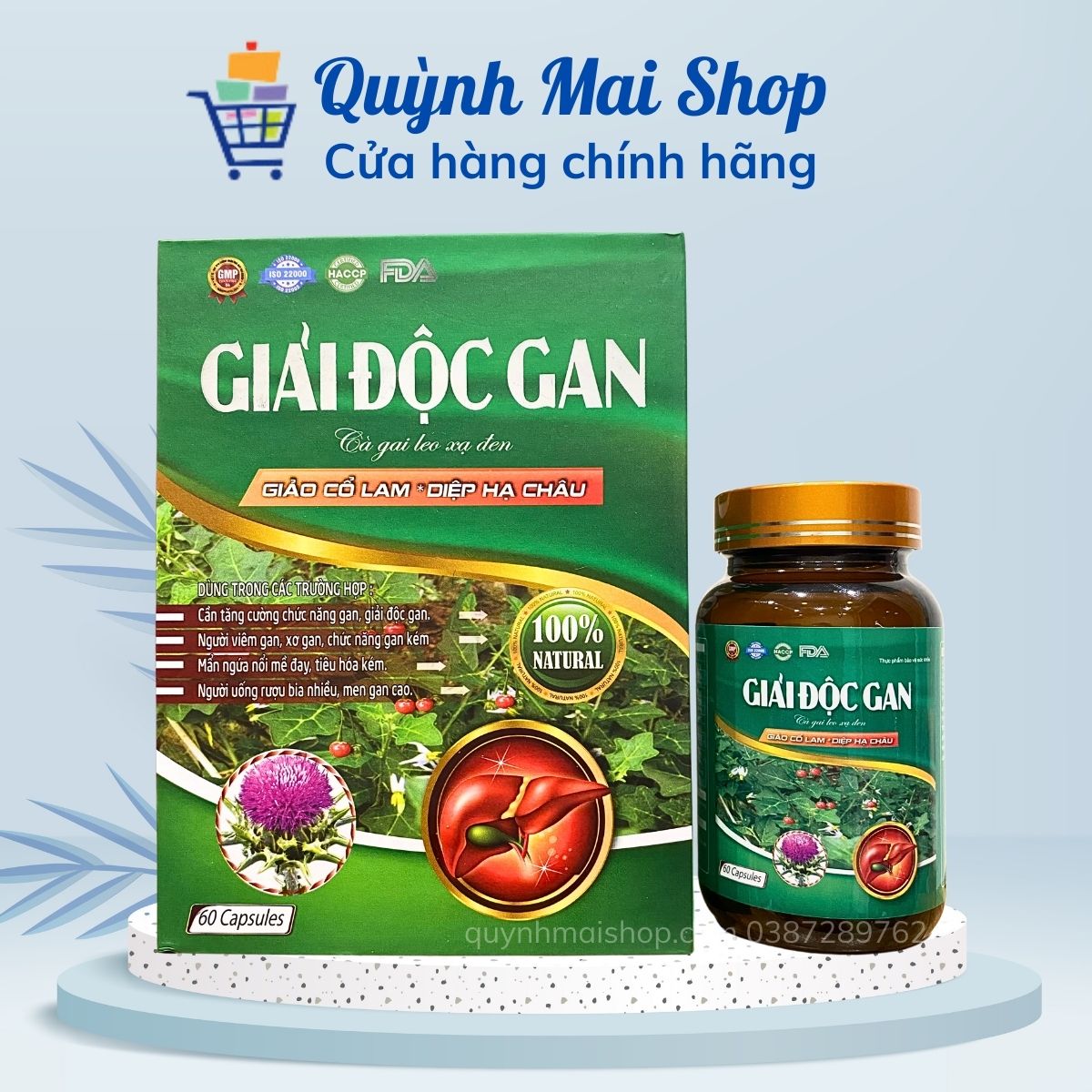 Viên uống giải độc gan Cà gai leo - Xạ đen - Giảo cổ lam - Diệp Hạ Châu - Lọ 60 viên - Bổ gan, giúp tăng cường chức năng gan, thanh nhiệt, giải độc rượu bia